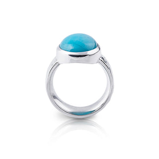 Sterling silver ring which is composed of a triple ring on which is placed a beautiful Amazonite oval cab (12x15mm) by Gexist®