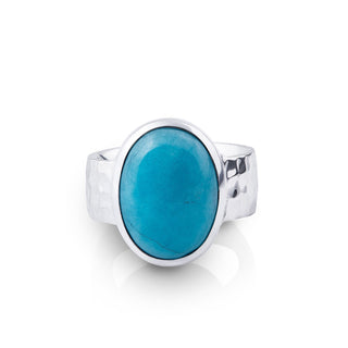 Sterling silver ring which is composed of a triple ring on which is placed a beautiful Amazonite oval cab (12x15mm) by Gexist®