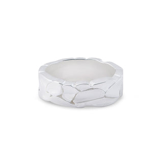 Sterling silver ring with a multitude of shapes and a matt and shiny finish by Gexist®