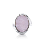 Sterling silver ring with a polished and shiny finish and set with a rough oval Pink Quartz (1.4x1.8mm) by Gexist®