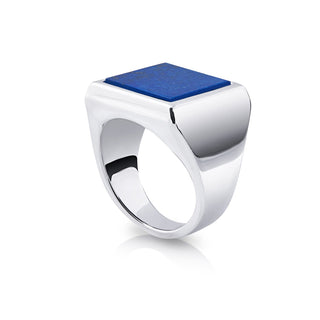 Sterling silver ring with a polished and shiny finish, set with a square cut Lapis lazuli (15x15mm) by Gexist®