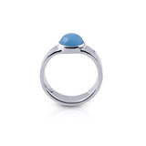 Sterling silver ring with a shiny hammered finish, adorned with a round Aquamarine of 8mm diameter by Gexist®