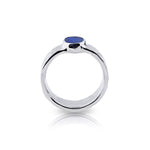 Sterling silver ring with a shiny hammered finish, adorned with an oval Opal (5.5x8mm) by Gexist®