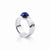 Sterling silver ring with a shiny hammered finish, set with a Lapis lazuli round cab (8mm) by Gexist®