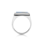 Sterling silver ring with polished shiny finish, signet ring style, set with a square-cut Lapis lazuli stone (15mm x 15mm) by Gexist®