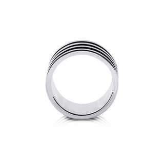 Sterling silver ring with shiny and oxidised finish by Gexist®