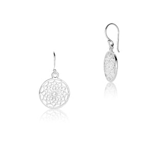 Sterling silver round earrings with chakra design by Gexist®