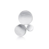Sterling silver stud earrings, composed of 3 satin discs, with a volume effect given by their slight curvature by Gexist®