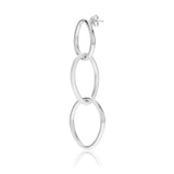 Sterling silver stud earrings, drop of 3 oval intertwined rings, mixing a raff and shiny finish by Gexist®
