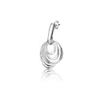 Sterling silver stud earrings with asymmetrical dangling hoops in a modern look by Gexist®