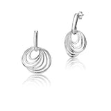 Sterling silver stud earrings with asymmetrical dangling hoops in a modern look by Gexist®