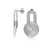 Stud earrings in Sterling Silver consisting of an oval-shaped element connected to a disc, both with a brushed finish by Gexist®