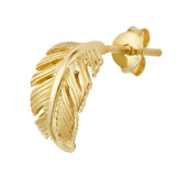 Stud earrings with a beautiful round feather in gold plating sterling silver by Gexist®