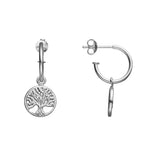 Tree of Life Charms Sterling Silver on Hoop Stud Earrings by Gexist®