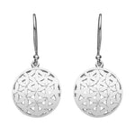 Unique Round Mat Flower of Life Sterling Silver Earrings by Gexist®