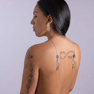 Unique and trendy platinum-plated sterling silver long necklace by Gexist®