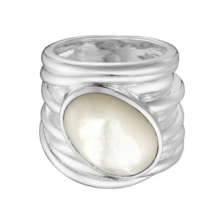 Wild Intertwined Shiny Finish Sterling Silver Ring With MOP Cab Oval 12x18mm by Gexist®