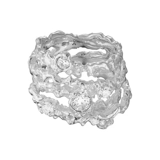 Wild Roots Sterling Silver Ring With Multi White Round CZ by Gexist®