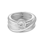 Wild Thick Raff and Shiny RaWire With Round White CZ 6mm Sterling Silver Ring by Gexist®
