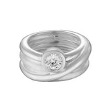 Wild Thick Raff and Shiny RaWire With Round White CZ 6mm Sterling Silver Ring by Gexist®