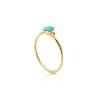Yellow gold plating sterling silver ring with green turquoise by Gexist®