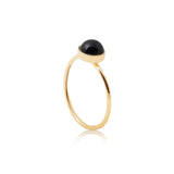 Yellow gold plating sterling silver ring with onyx agate by Gexist®